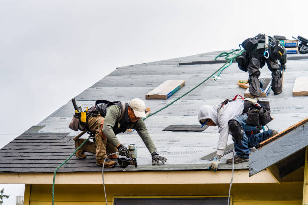 Professional Gutter Installation technician working in Lisbon, ND